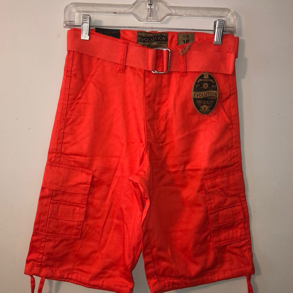 Revolution Boys Orange Cargo Shorts with Matching Belt